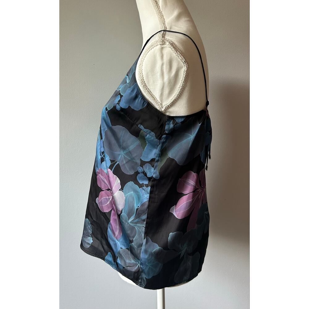 Paige Black and Blue Floral Tank Strappy Coastal Tank Flowy Size M - Picture 2 of 5
